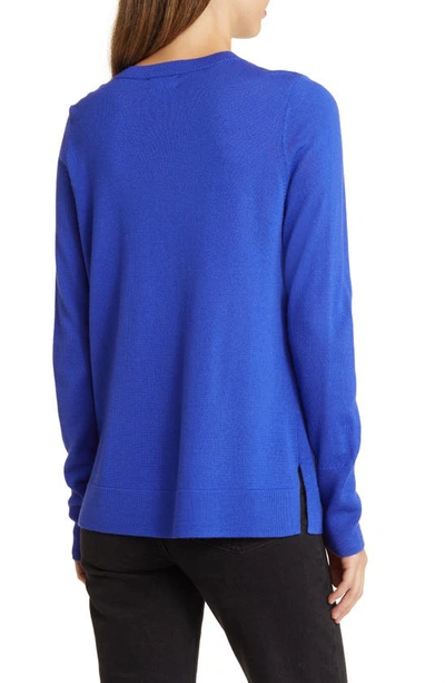 Shop Caslon (r) Wool Blend V-neck Sweater In Royal Neon