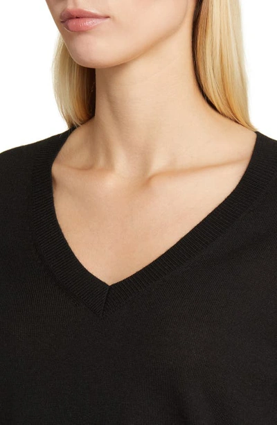 Shop Caslon Wool Blend V-neck Sweater In Black