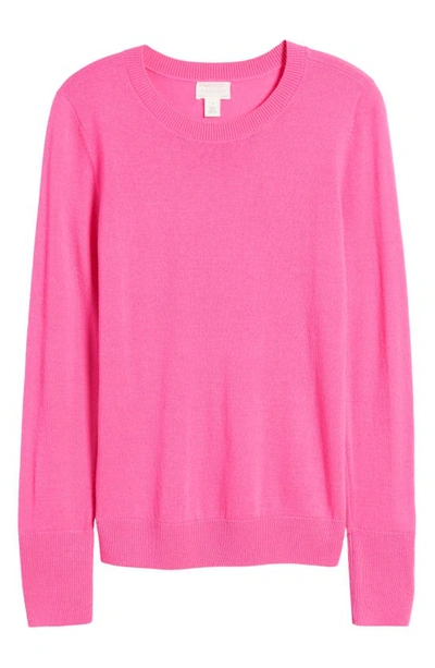 Caslon Wool Blend Crewneck Sweater In Pink Neon