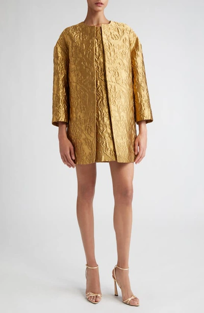 Shop Emilia Wickstead Phaedra Floral Jacquard Metallic Jacket In Gold Lurex