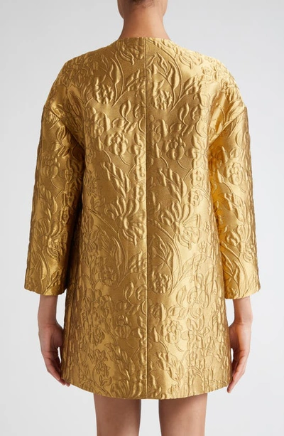 Shop Emilia Wickstead Phaedra Floral Jacquard Metallic Jacket In Gold Lurex
