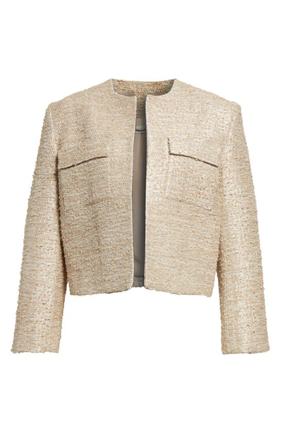 Shop Emilia Wickstead Pheblia Metallic Tweed Jacket In Beige And Silver