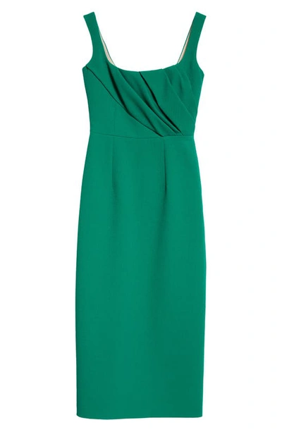 Shop Emilia Wickstead Arina Pleated Double Crepe Sheath Dress In Jade Green