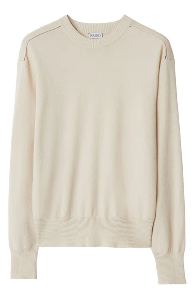 Shop Burberry Wool Crewneck Sweater In Soap