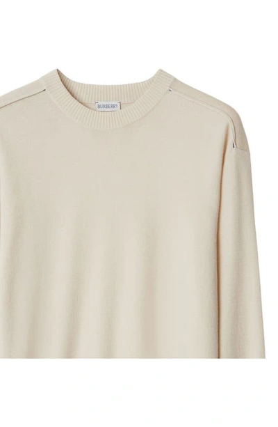 Shop Burberry Wool Crewneck Sweater In Soap