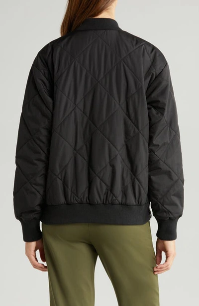 Zella Quilted Zip Bomber Jacket In Black