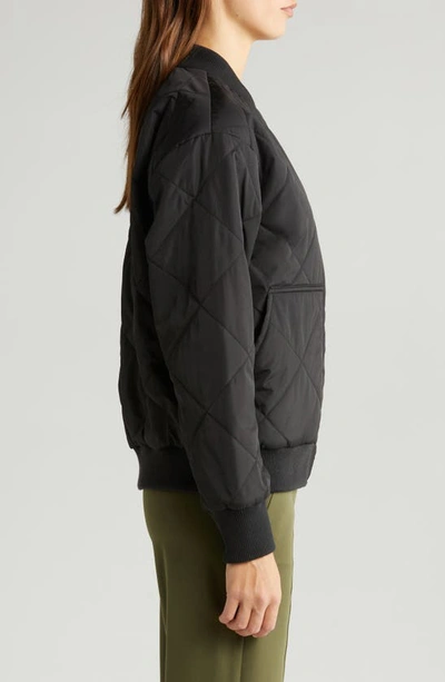 Zella Quilted Zip Bomber Jacket In Black