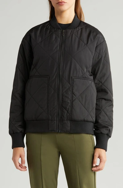 Zella Quilted Zip Bomber Jacket In Black