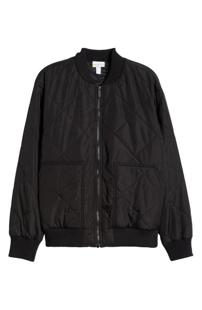 Zella Quilted Zip Bomber Jacket In Black
