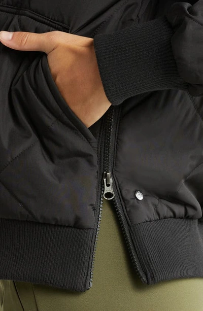 Zella Quilted Zip Bomber Jacket In Black