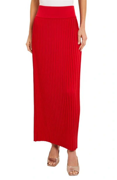 Shop Misook Pleated Knit A-line Skirt In Sunset Red