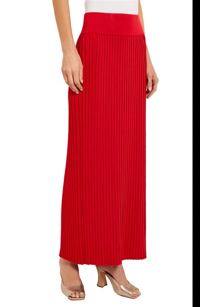 Misook Pleated Knit A-line Skirt In Sunset Red