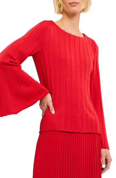 Shop Misook Rib Bell Sleeve Sweater In Sunset Red