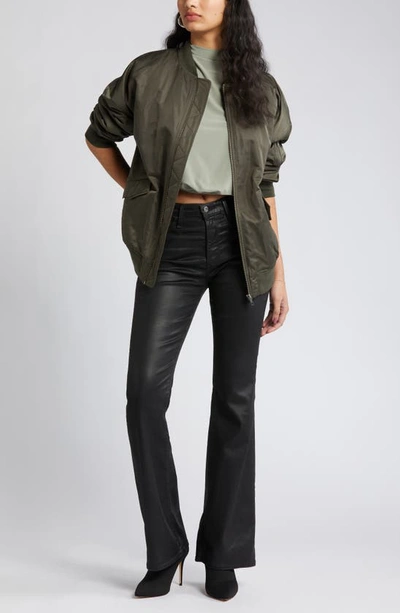 Open Edit Knit Blouson Crop Top In Green Halo