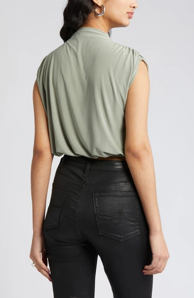 Open Edit Knit Blouson Crop Top In Green Halo