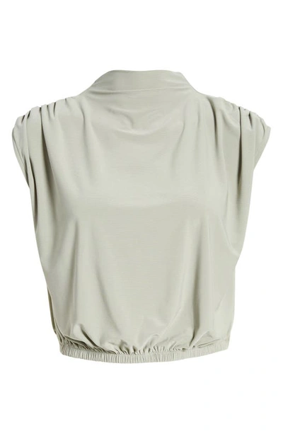 Open Edit Knit Blouson Crop Top In Green Halo