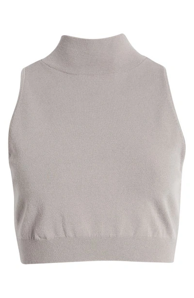 Shop Open Edit Mock Neck Sleeveless Crop Sweater In Grey Cloudburst