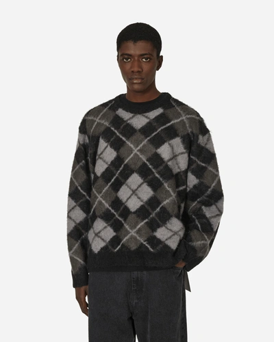 Neighborhood Argyle Pattern Mohair Sweater In Black | ModeSens