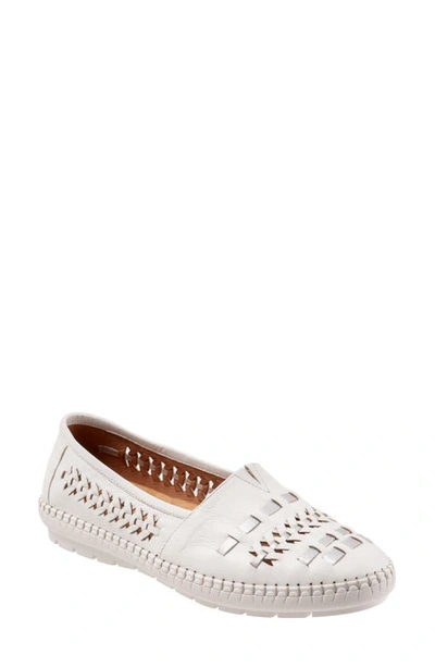 Shop Trotters Rory Woven Flat In White Silver