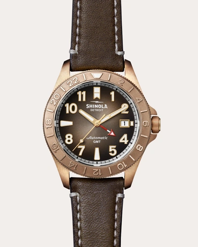 Shop Shinola Men's The Bronze Monster Gmt 40mm Leather-strap Watch Gift Set In Brown