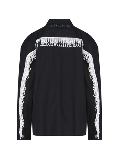 Rotate Birger Christensen Rotate Overshirt With Crystal Fringes In Black