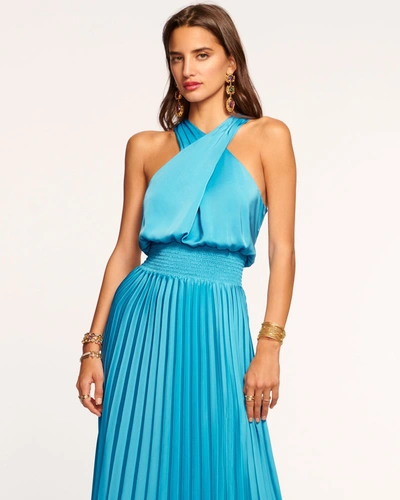 Shop Ramy Brook Arina Halter Maxi Dress In Calypso Blue