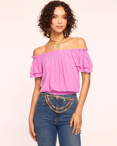Shop Ramy Brook Cressida Off-the-shoulder Top In Pink Orchid