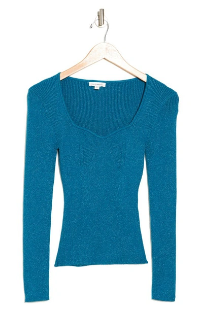Shop Blu Pepper Metallic Ribbed Sweater In Light Teal