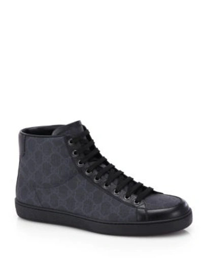 Shop Gucci Gg Supreme Canvas High-top Sneakers In Black-graphite