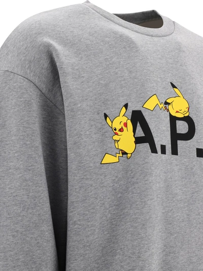 Shop Apc A.p.c. "pokémon Pikachu" Sweatshirt In Grey