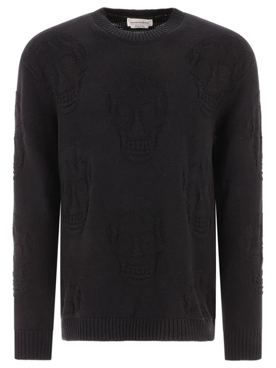 Shop Alexander Mcqueen Textured Skull Sweater In Black