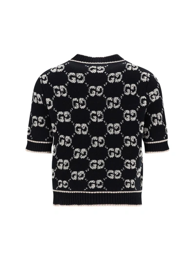 Shop Gucci Top In Black/ivory