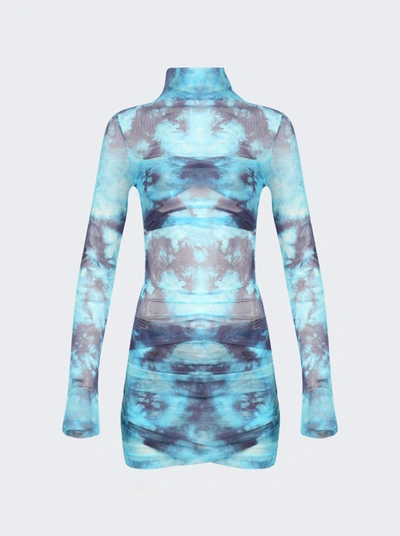 Shop Off-white Tie Dye Tulle Twist Dress In Blue