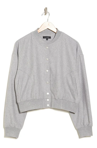 Blu Pepper Crop Bomber Jacket In Light Grey