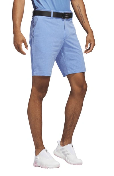 Shop Adidas Golf Crosshatch Performance Golf Shorts In Blue Fusion/ White