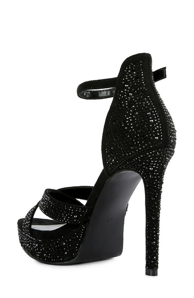 Rag & Co Regalia Black Rhinestone Embellished Stiletto Sandals In Black