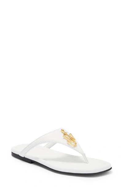 Shop Jw Anderson Anchor Leather Sandal In White Anchor Gold