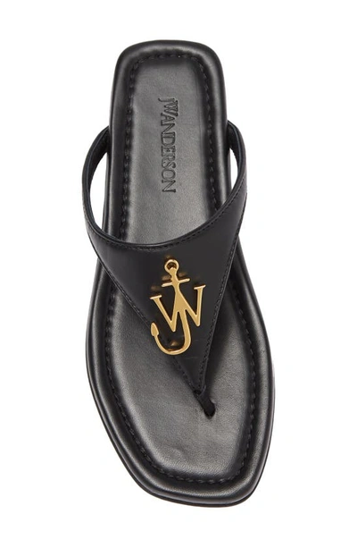 Shop Jw Anderson Anchor Leather Sandal In Black Anchor Gold