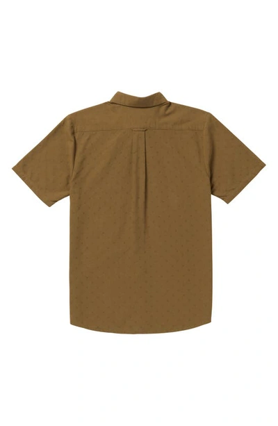 Shop Volcom Date Knight Short Sleeve Button-up Shirt In Mud