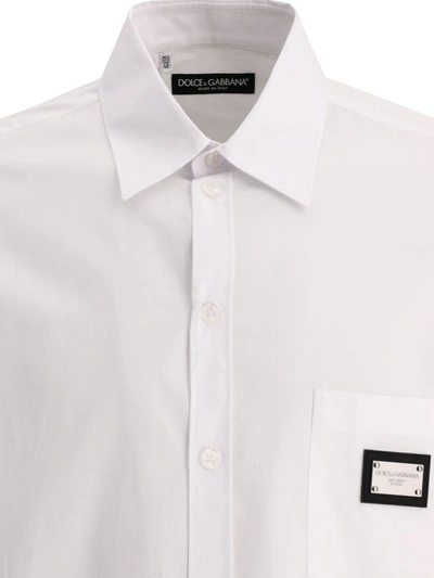 Shop Dolce & Gabbana Shirt With Logo Plaque In White