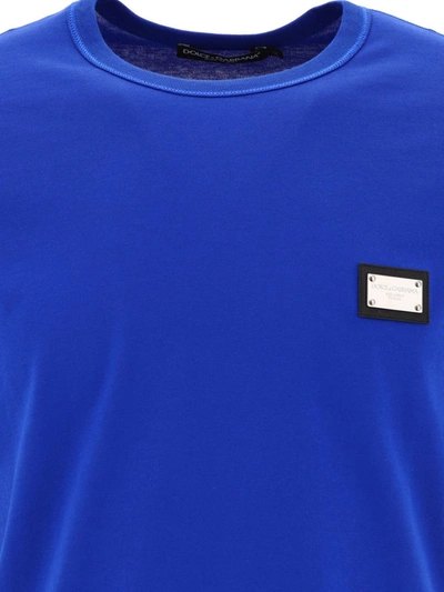 Shop Dolce & Gabbana T-shirt With Logo Plaque In Blue