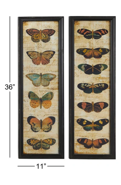 Willow Row Set Of 2 Butterfly Glass Framed Wall Art In Brown