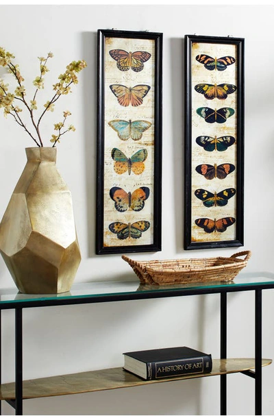 Willow Row Set Of 2 Butterfly Glass Framed Wall Art In Brown