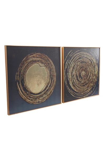Cosmo By Cosmopolitan Gold Porcelain Abstract Canvas Framed Wall Art In Gold