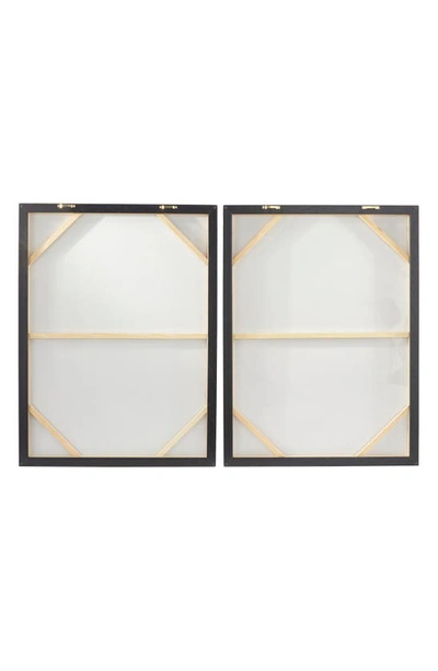Vivian Lune Home White Abstract Canvas Framed Wall Art In White