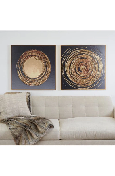 Cosmo By Cosmopolitan Gold Porcelain Abstract Canvas Framed Wall Art In Gold