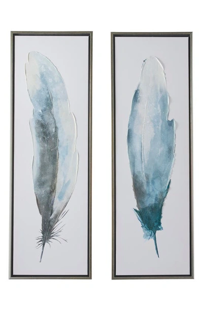 Shop Willow Row Blue Feather Framed Canvas Wall Art