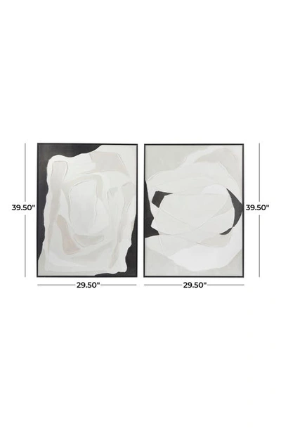 Vivian Lune Home White Abstract Canvas Framed Wall Art In White