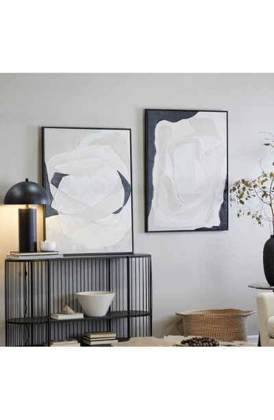 Vivian Lune Home White Abstract Canvas Framed Wall Art In White