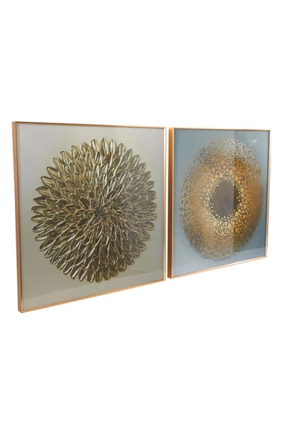 Shop Cosmo By Cosmopolitan Gold Porcelain Abstract Canvas Framed Wall Art
